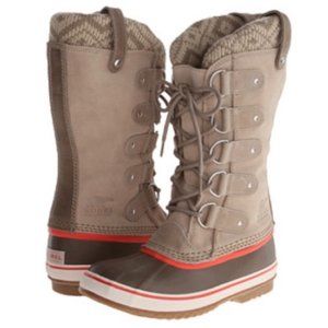 Sorel Women's Joan of Arctic Knit Waterproof Lace Up Insulated Duck Boots Fossil